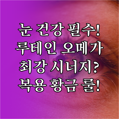 눈 건강 필수 조합 루테인 오메가3 ..