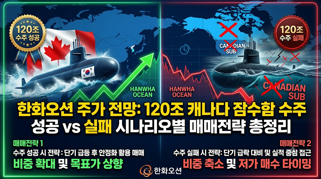 한화오션 주가전망, 120조 캐나다 잠수함 수주 성공 vs 실패 시나리오별 주식 매매전략 총정리