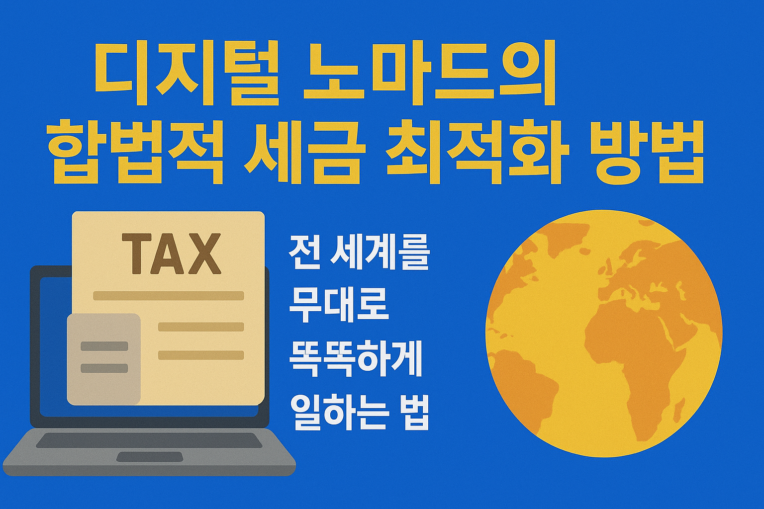디지털 노마드로서 자유롭게 일하고 세계를 누비고 있다면, 이제는 ‘세금 전략’도 글로벌하게 바꿔야 할 때입니다.
과세 위험을 줄이고, 합법적으로 절세하며, 삶의 자유를 지키는 합법적 세금 최적화 방법을 소개합니다.