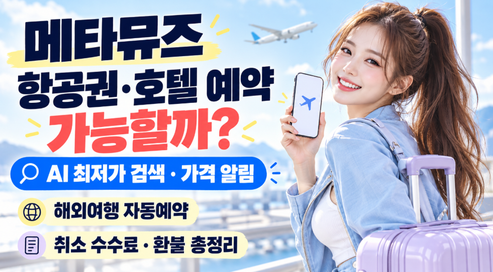 메타뮤즈 항공권&middot;호텔 예약 가능할까?｜AI 최저가 검색&middot;해외여행 자동예약&middot;가격 알림&middot;취소 수수료&middot;환불 총정리