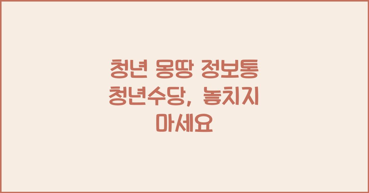 청년 몽땅 정보통 청년수당