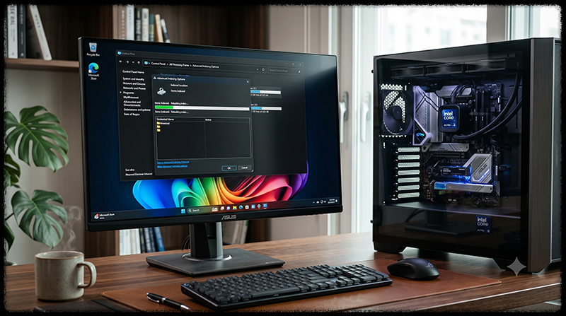 Windows 검색 인덱스를 다시 작성하는 모습
