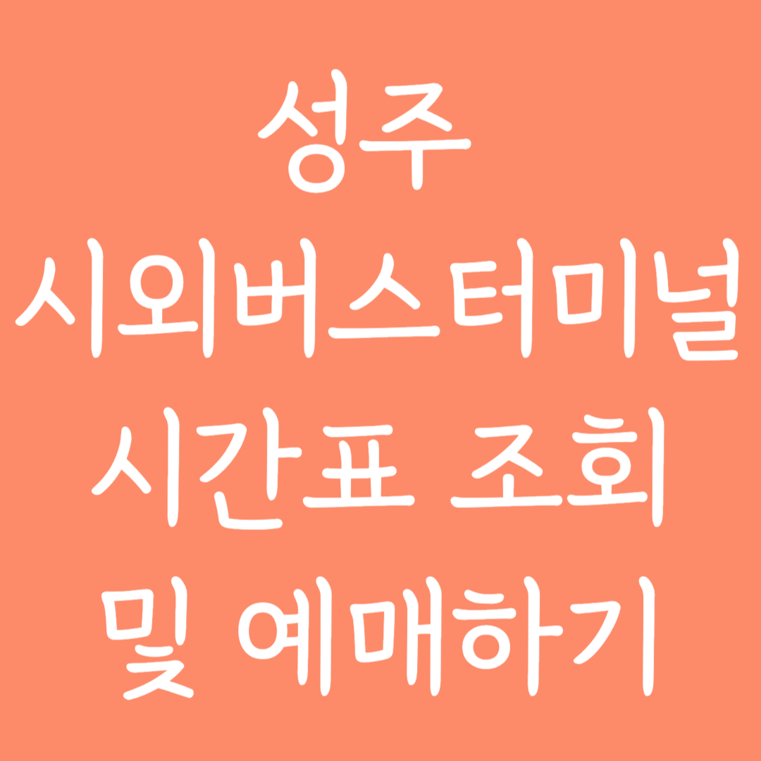 성주 시외버스터미널 시간표조회 및 예매하기