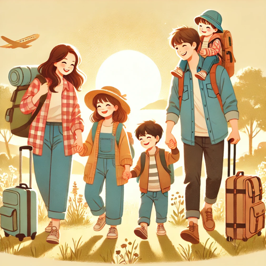 출처 Dall-E. 다자녀가정의 여행