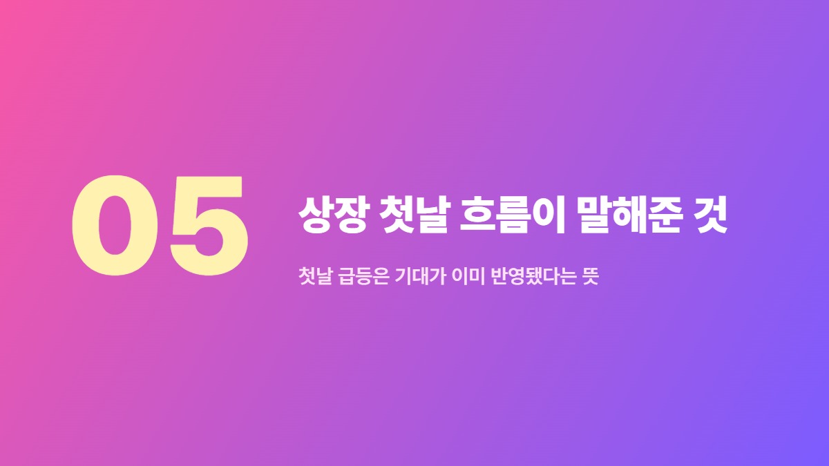 상장 첫날 흐름이 말해준 것 &mdash; 첫날 급등은 기대가 이미 반영됐다는 뜻