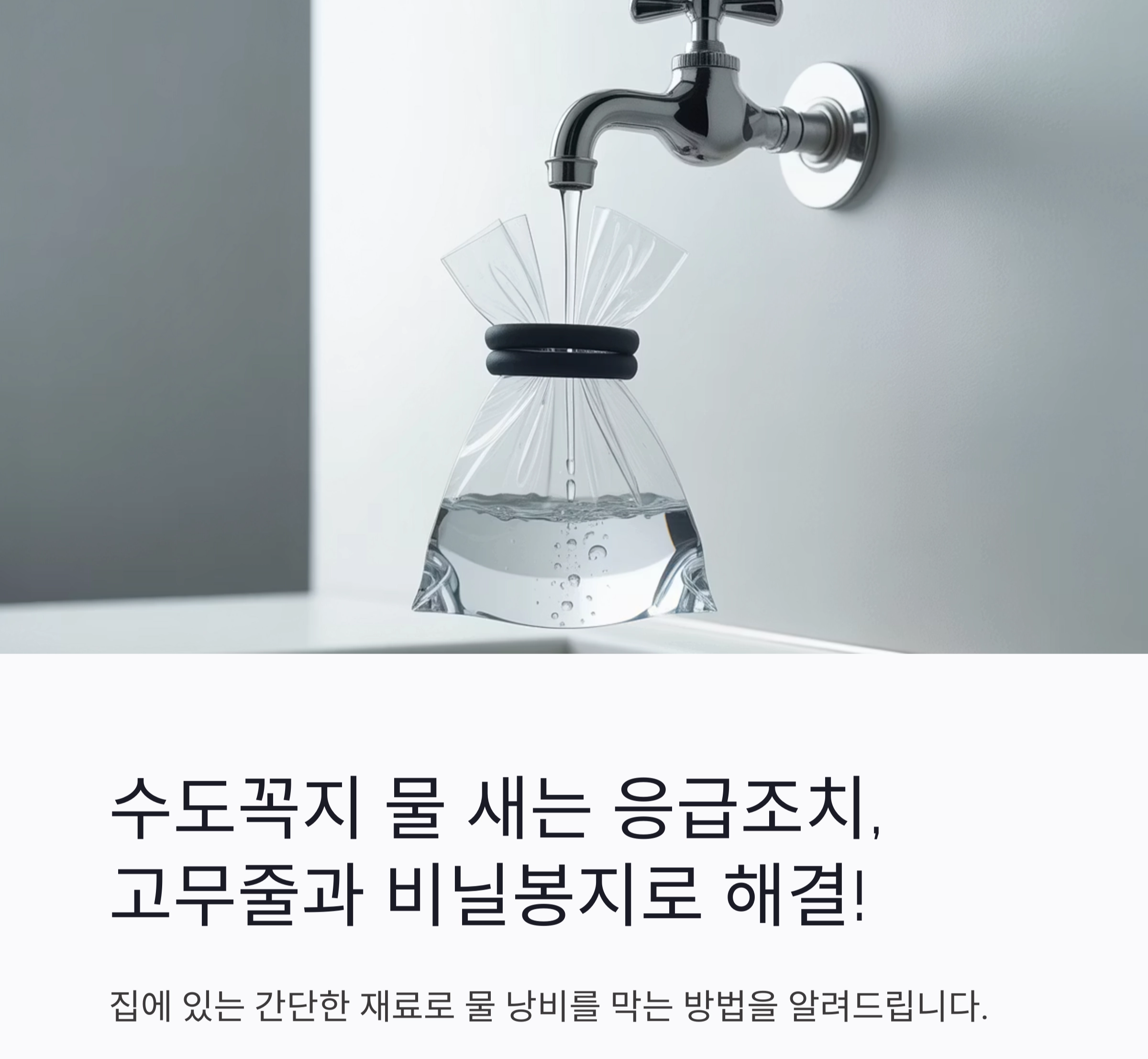 물 새는 수도꼭지, 고무줄과 비닐봉지로 뚝! 누구나 가능한 응급조치