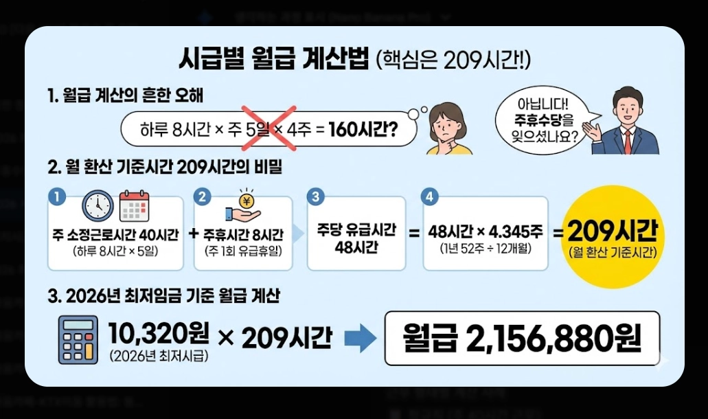 2026 시급 인상률 총정리 - 월급 계산부터 실수령액까지