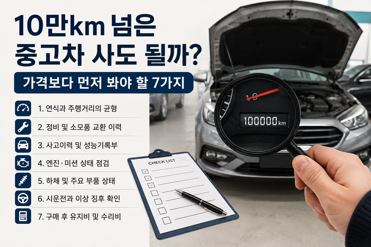 10만km 넘은 중고차 사도 될까? 가격보다 먼저 봐야 할 7가지