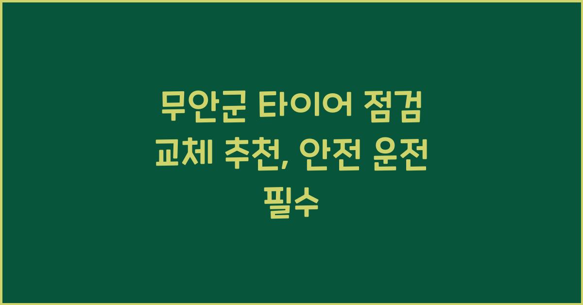 무안군 타이어 점검 교체 추천 