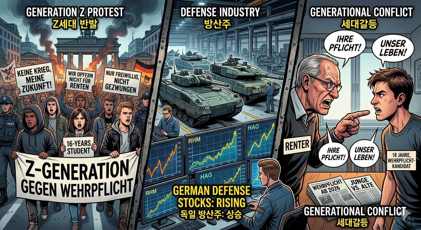 독일 징병제 부활 (Z세대 반발, 방산주, 세대갈등)