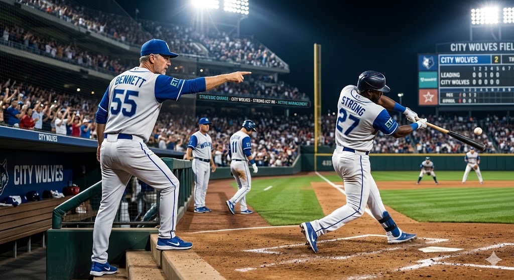 야구 감독이 타율 낮은 선수를 즉시 교체하는 '액티브 운용' 비유 이미지