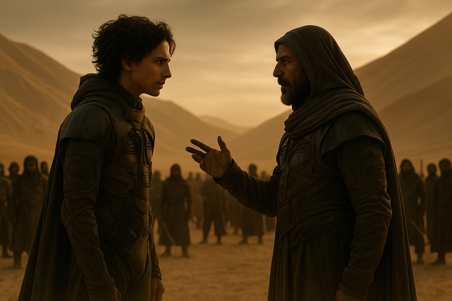 AI로 생성된 듄 파트2의 사막 전투 장면 연출 이미지