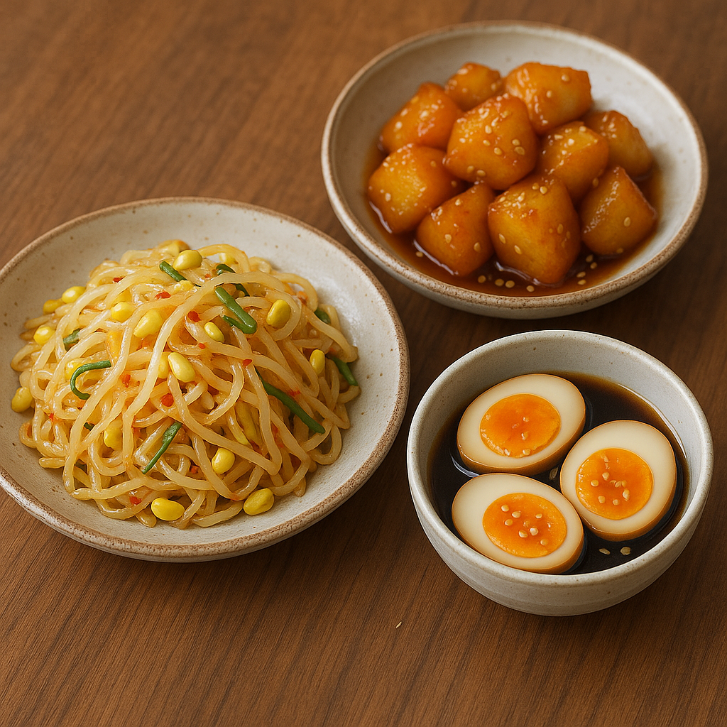 감자조림, 콩나물무침, 계란장으로 완성한 식단