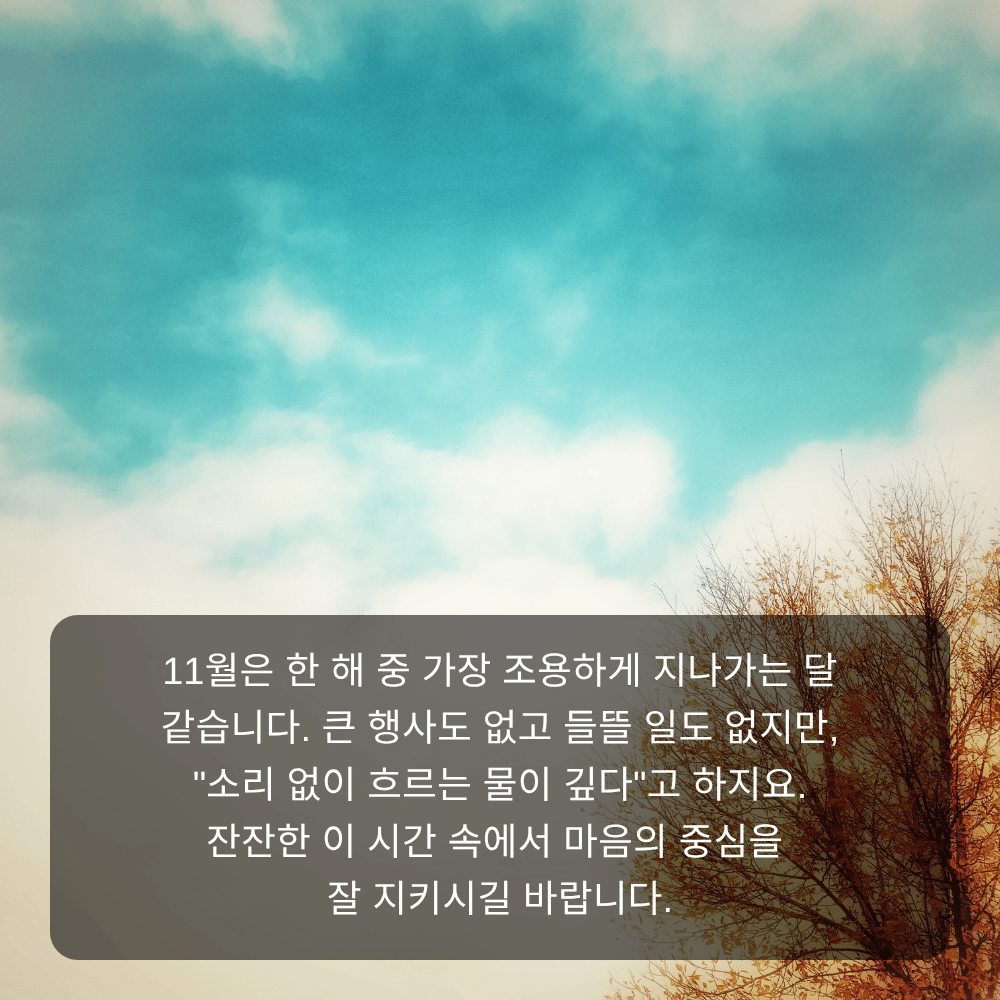 11월 인사말 이미지 11 - 소리 없이 흐르는 물이 깊다, 조용한 11월 문구