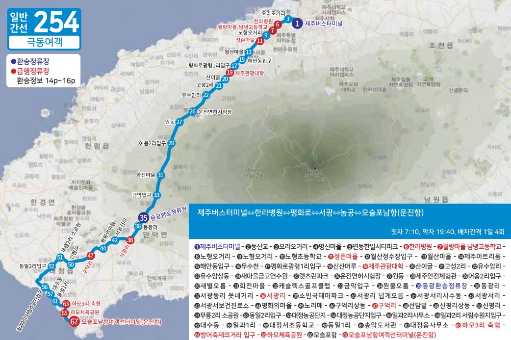 제주도 버스노선 - 일반간선버스201, 202, 일반간선버스211, 212, 일반간선버스221, 222, 일반간선버스231, 일반간선버스232, 일반간선버스240, 일반간선버스251, 252, 253, 254, 255, 일반간선버스260, 일반간선버스270, 일반간선버스281, 282, 일반간선버스291, 292, 295