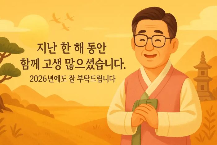 직장동료 새해 답장 인사말 한복입은 남자