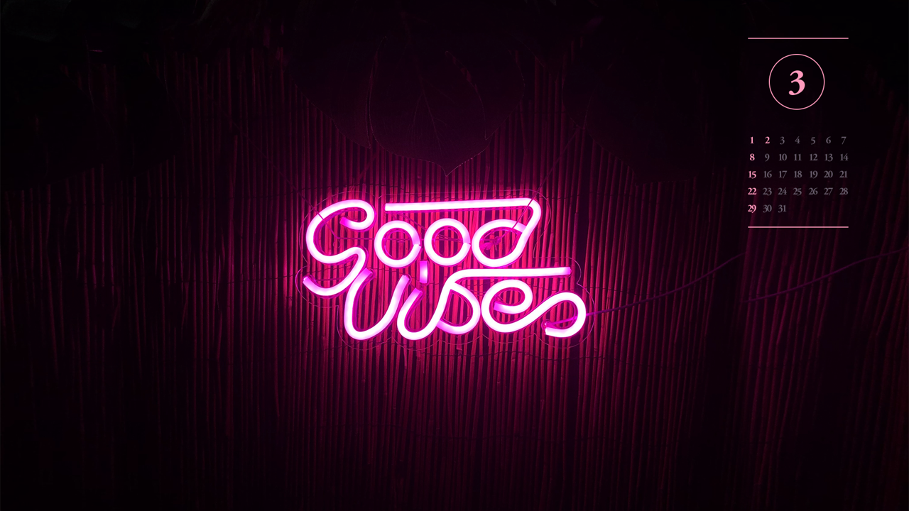 12 Good Vibes A - 2026년3월 달력배경화면