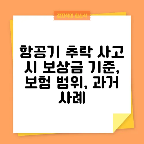 항공기 추락 사고 시 보상금 기준, 보험 범위, 과거 사례