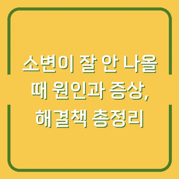 소변이 잘 안 나올 때 원인과 증상, 해결책 총정리