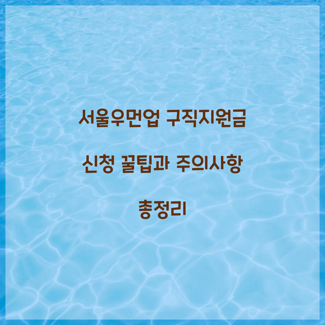 서울우먼업 구직지원금