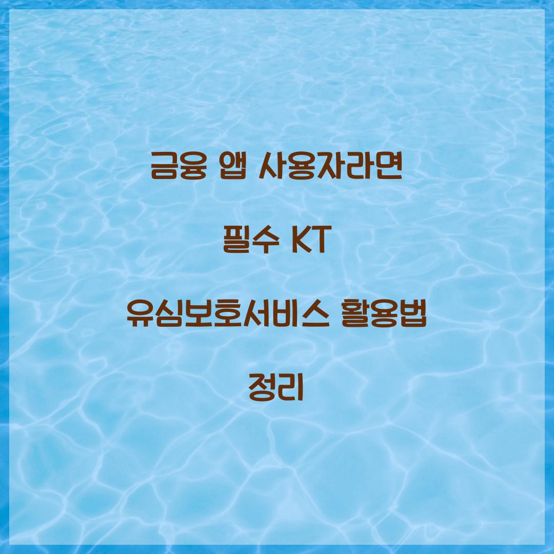 금융 앱 사용자라면 반드시 알아야 할 KT 유심보호서비스 활용법