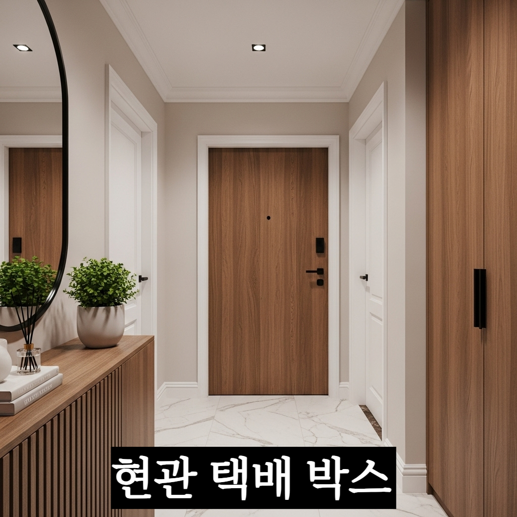 택배 박스나 잡동사니가 전혀 없이 환하고 깨끗하게 정리된 현대적인 아파트 현관 인테리어의 평온한 모습