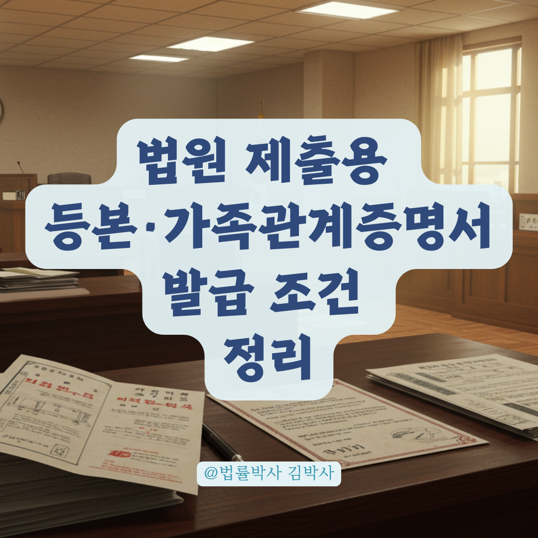 법원 제출용 피고 서류, 동의 없이 등본&middot;가족관계증명서 발급 가능한 조건.
