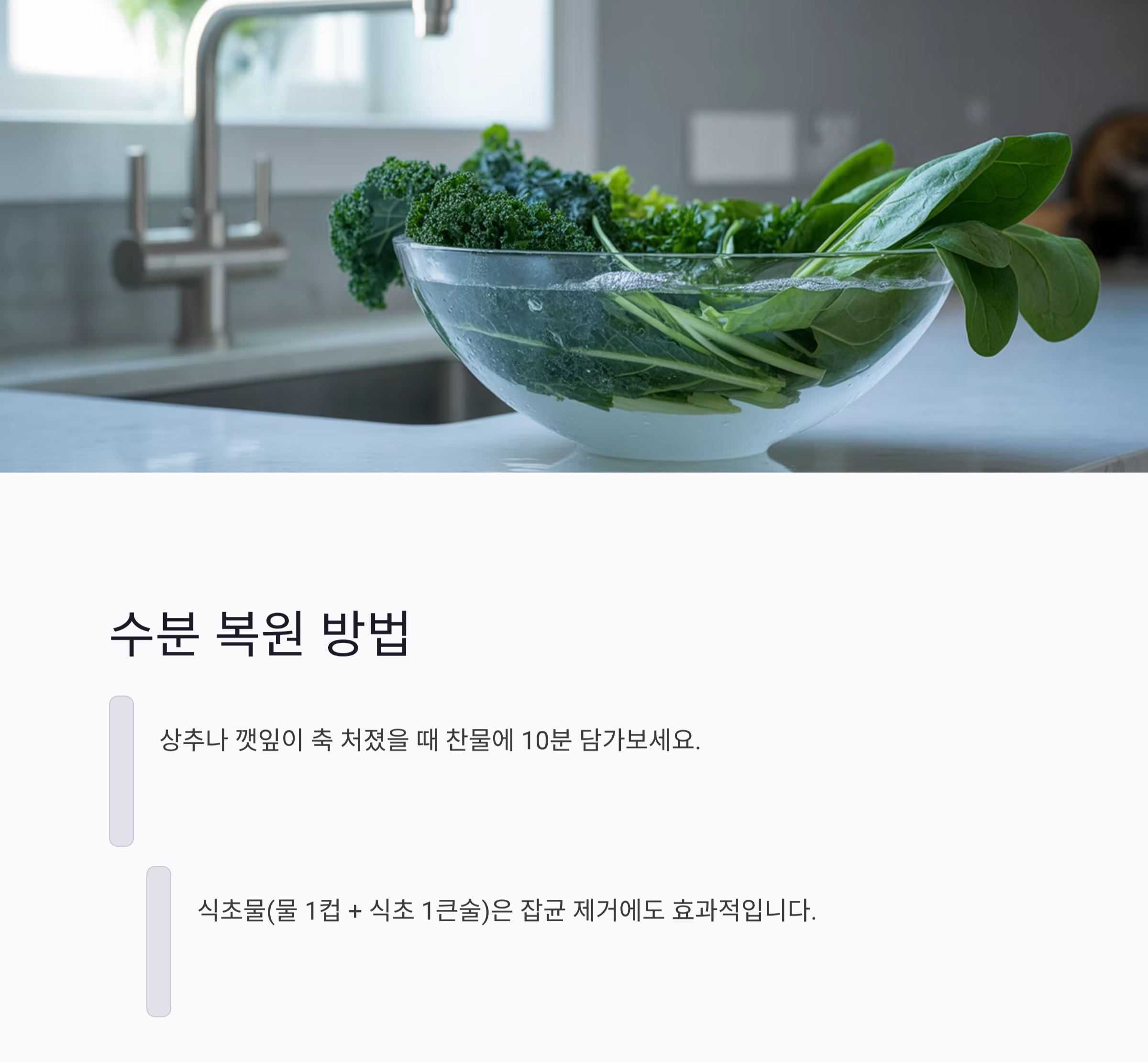 시들시들한 채소 살리는 기적의 요리 팁 7가지