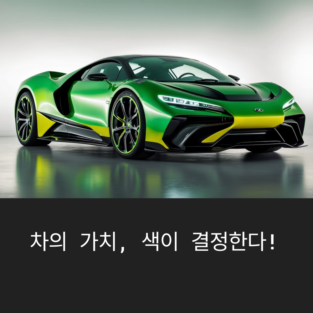 색깔이 화려한 녹색 자동차의 모습