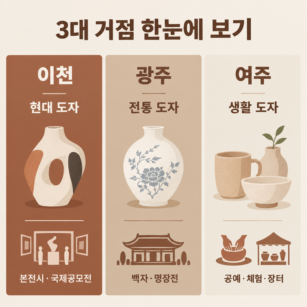 이천&middot;광주&middot;여주 3대 거점별 핵심 전시 비교