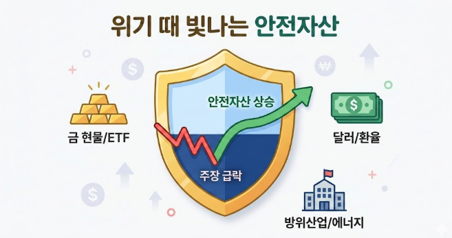안전자산.금, 방위산업, 달러이미지