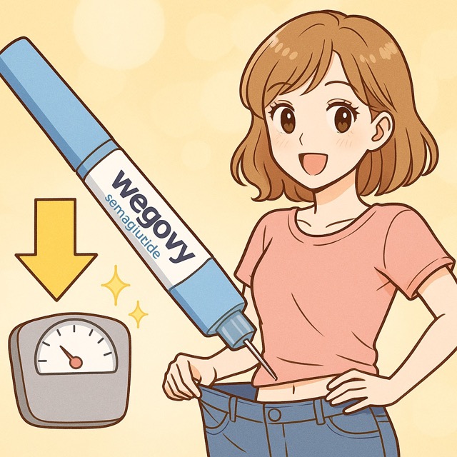 위고비 주사기와 체중 감량에 성공한 여성(출처: 자체제작)