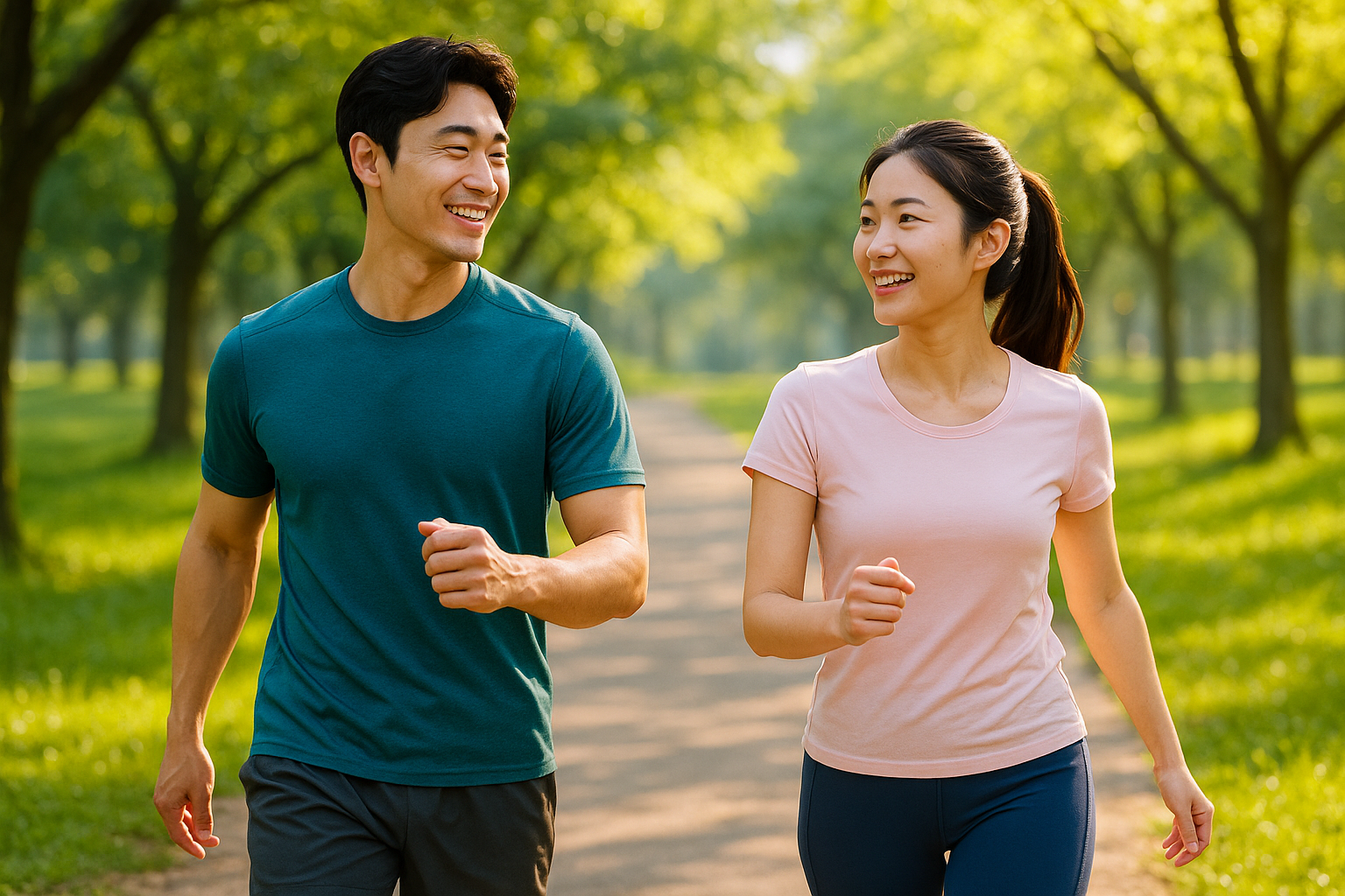 걷기 운동하는 남녀