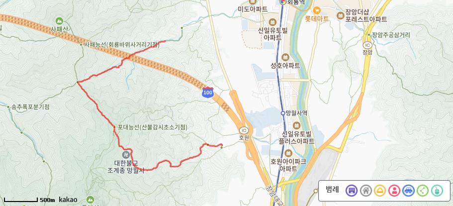 망월사, 포대, 회룡 코스
