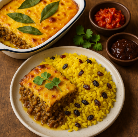 남아공 전통 음식 보보티와 옐로라이스 관련 사진