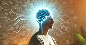 이명 완화를 위한 명상과 스트레스 관리 장면