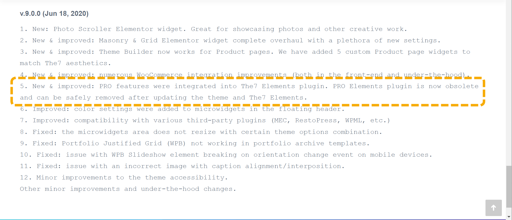 The7 플러그인 변경 로그