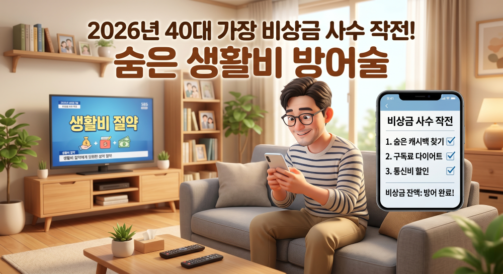 생활비 방어법 15가지를 검색하는 모습의 캐릭터 이미지