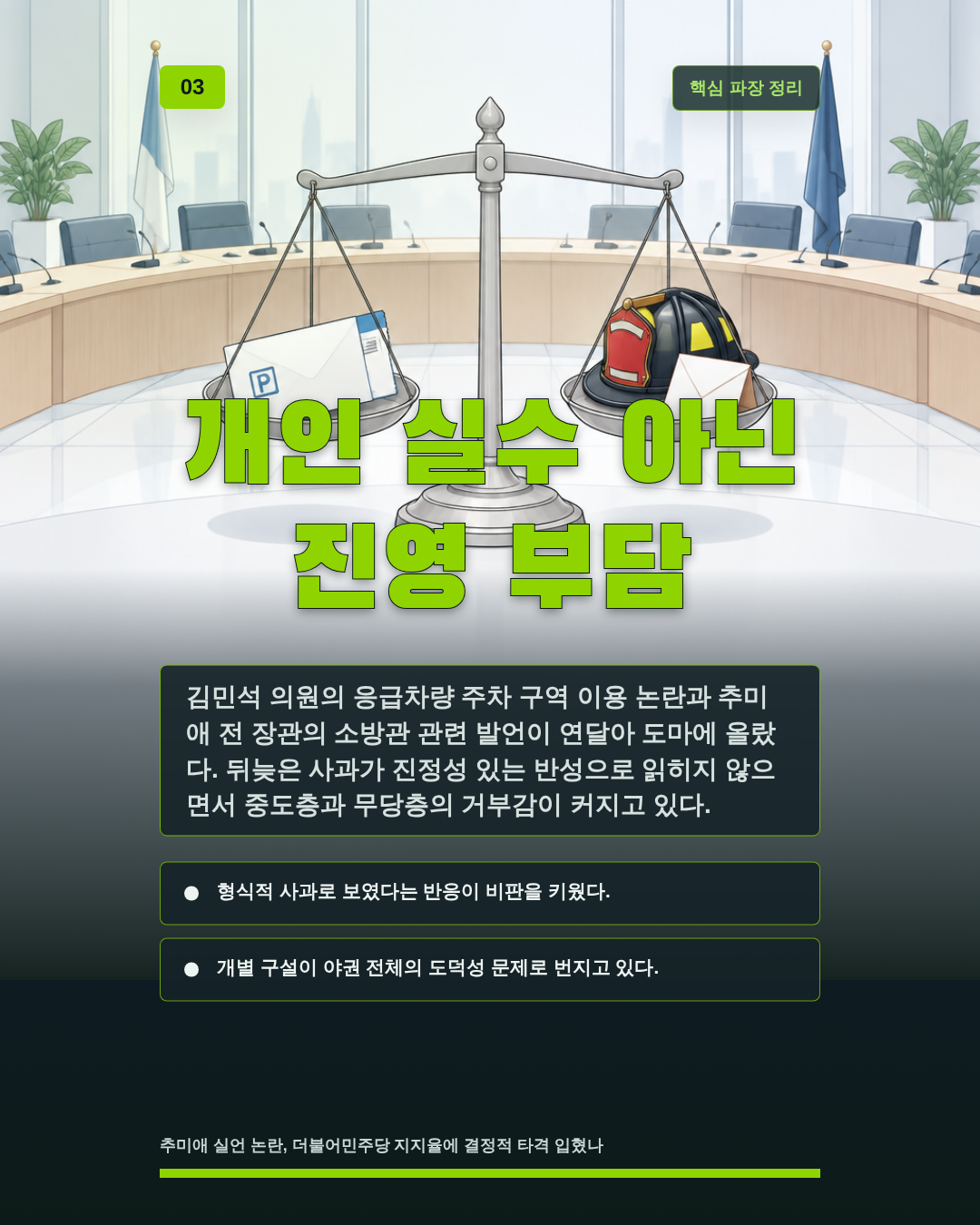 개인 실수 아닌 진영 부담