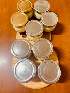 완성된 푸딩액 병에 담아 오븐에 굽기