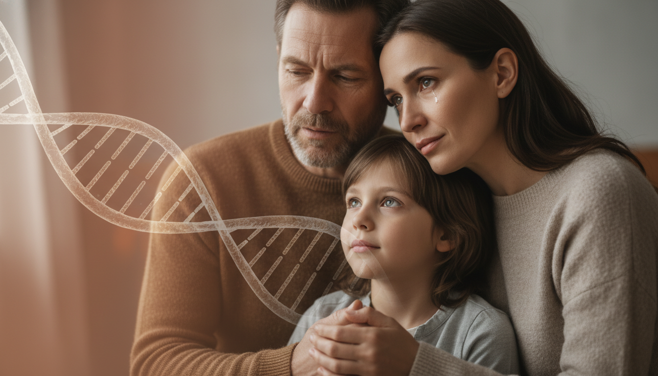 친자확인 유전자 검사 결과를 기다리는 부부와 자녀, 가족의 진실을 마주하는 복잡한 감정.