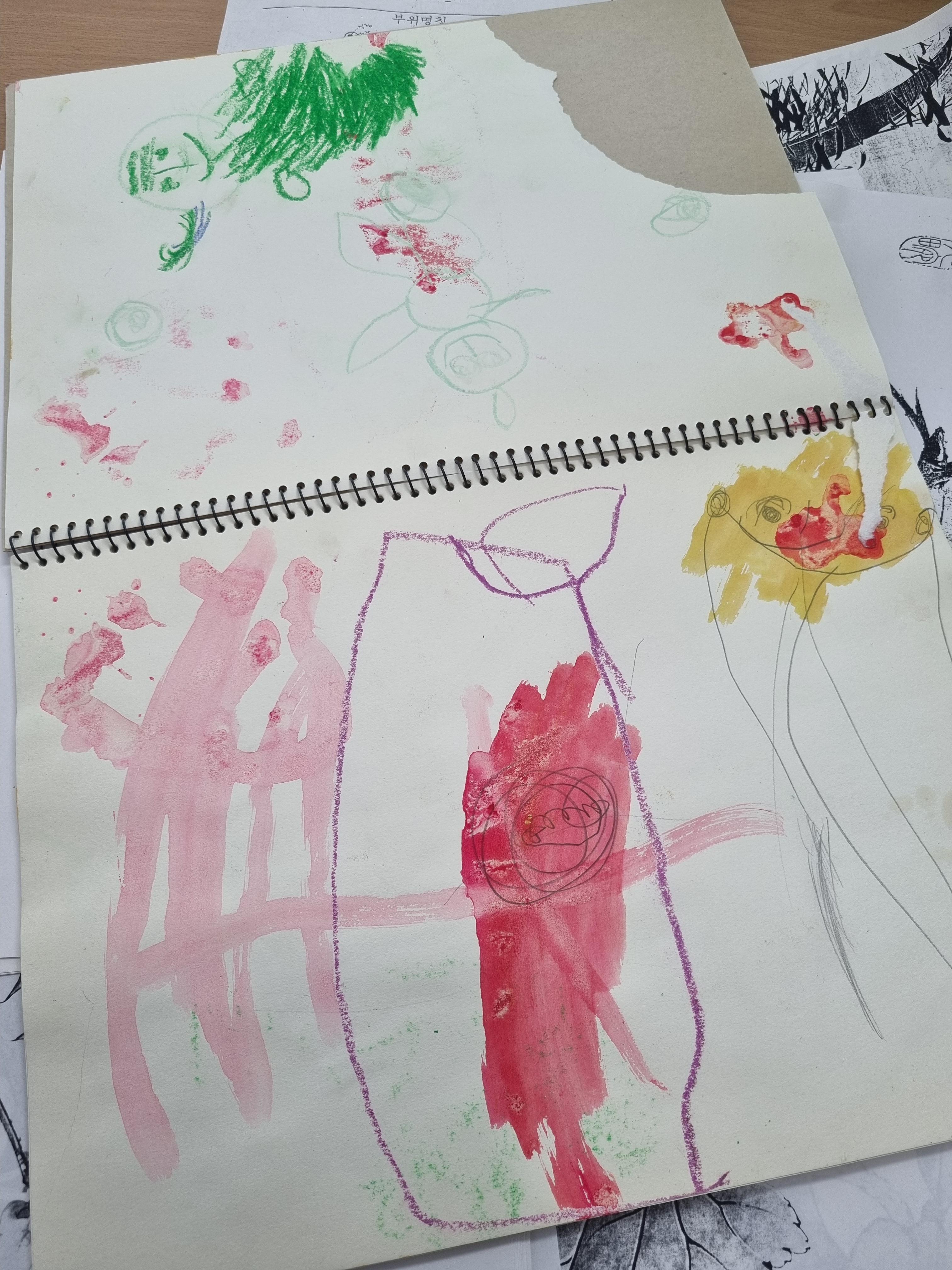 딸 아이의 아이 때 그림:공주얼굴과 몸통들 ㅎ