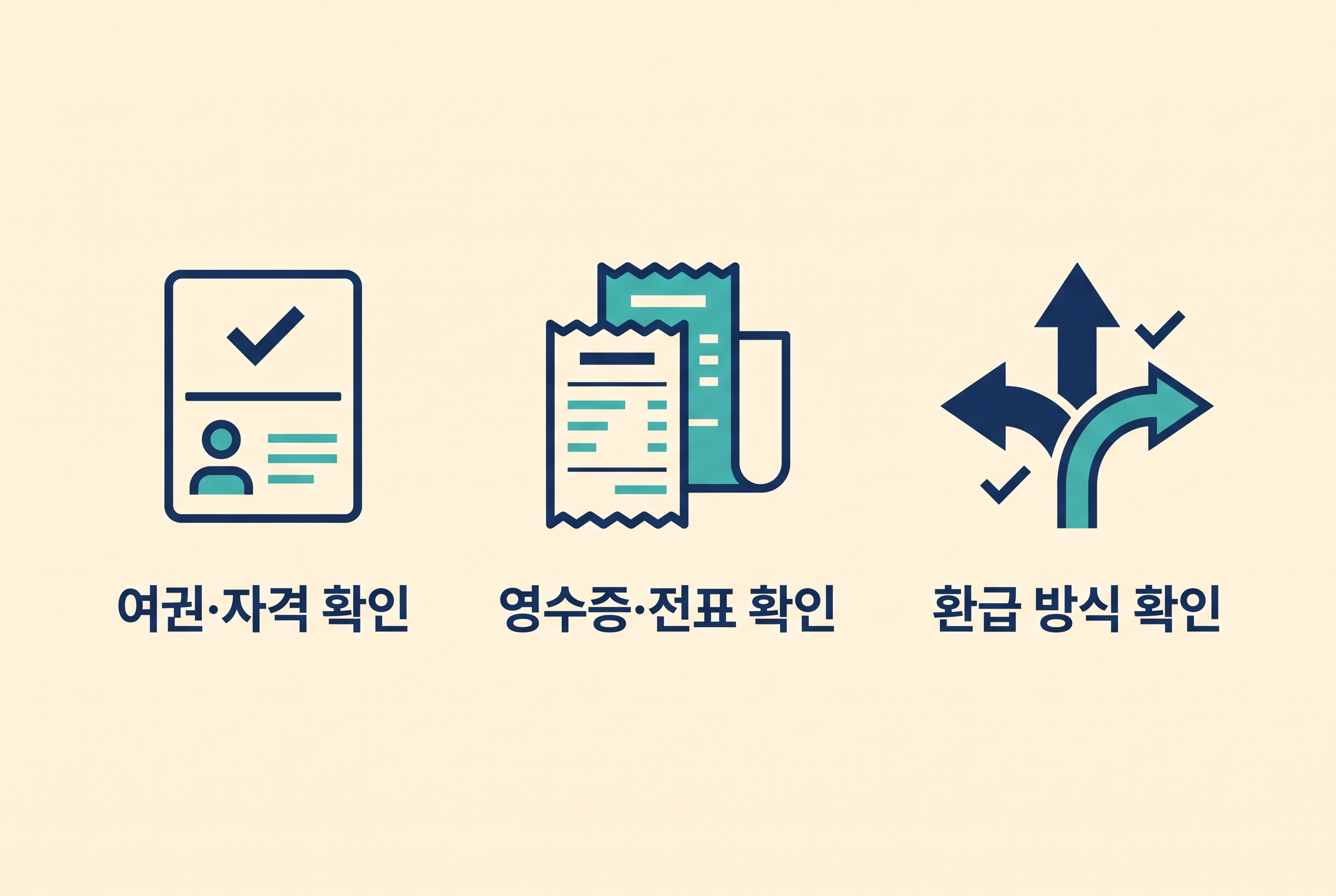 한국 관광객 세금환급 전 확인할 조건과 두 환급 방식을 보여 주는 설명 도식
