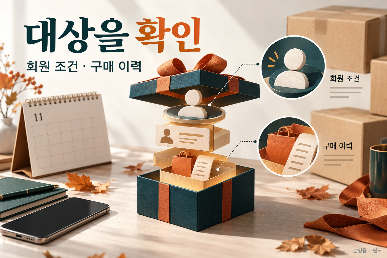 회원 조건과 구매 이력을 먼저 확인하는 도식