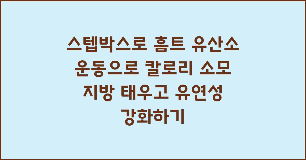 스텝박스로 홈트 유산소 운동으로 칼로리 소모, 지방 태우기, 유연성 강화