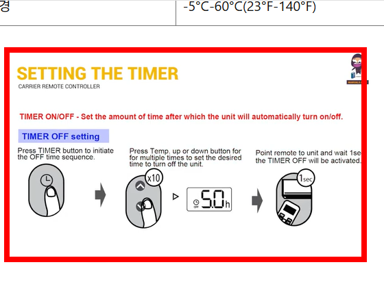 캐리어 에어컨 리모컨 사용법 안내 사이트