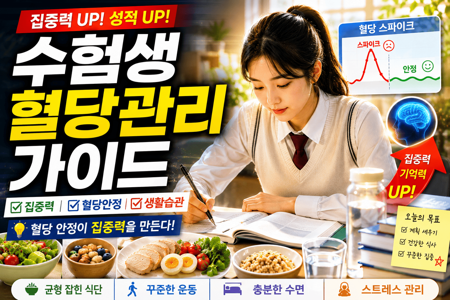 수험생 혈당관리 가이드 (집중력, 혈당안정, 생활습관)