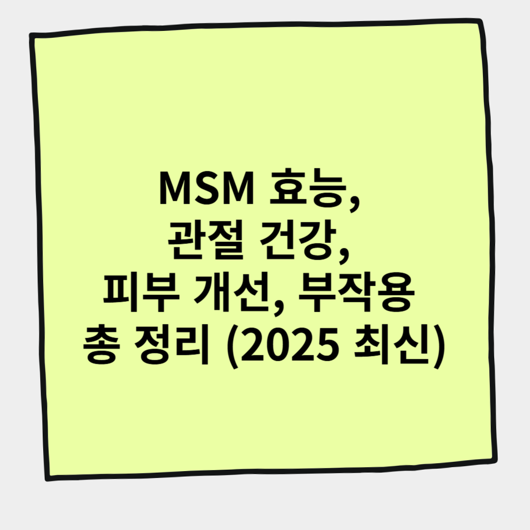 MSM 효능, 관절 건강, 피부 개선, 부작용 총 정리 (2025 최신)