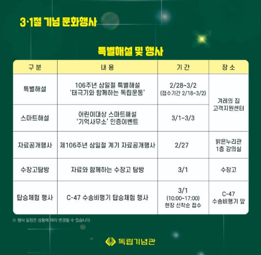 천안독립기념관삼일절-특별해설및행사