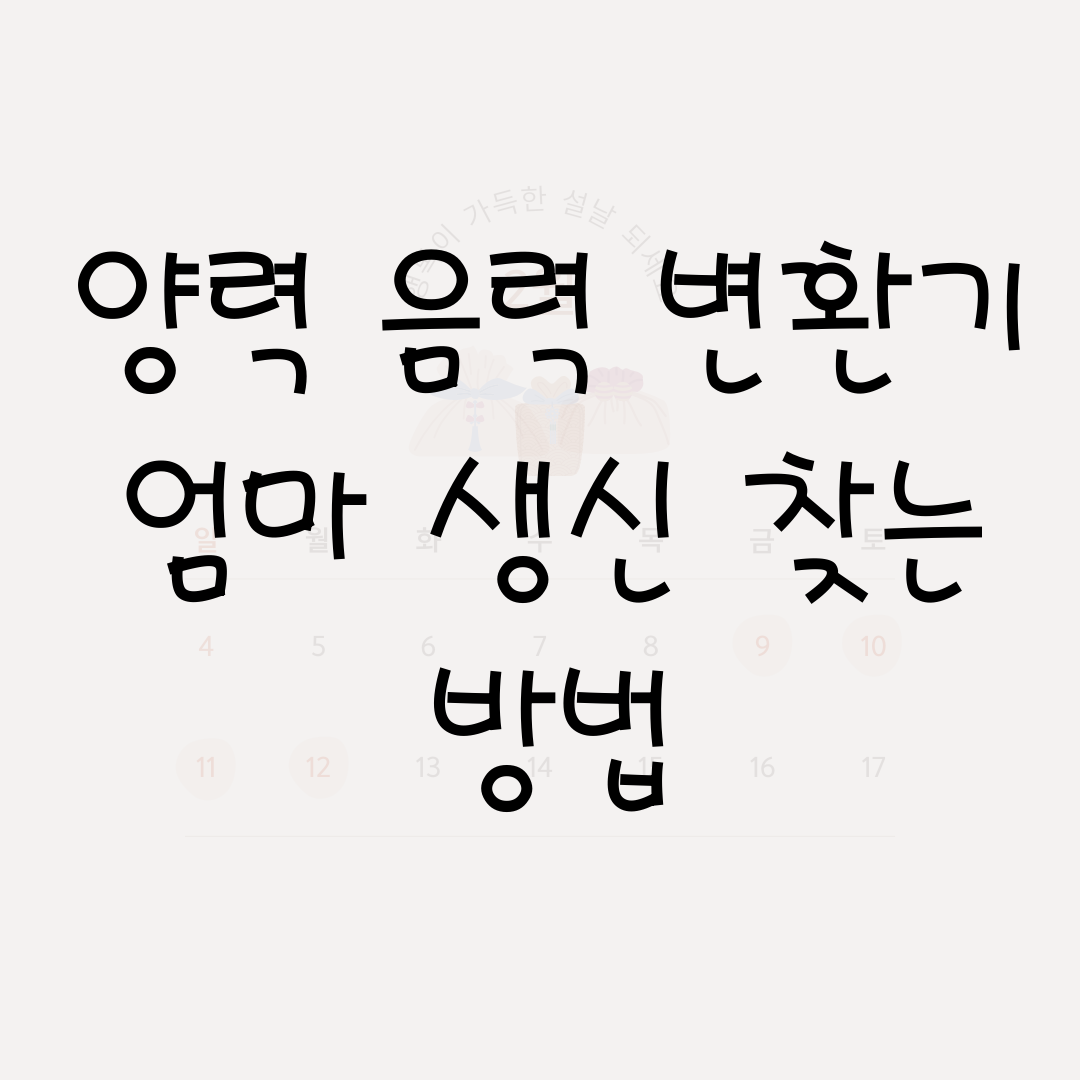 양력 음력 변환기 엄마 생신 찾는 방법